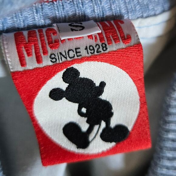 Vintage Mickey Mouse Varsity Blue Red White Denim Leather Jacket Size Small - Picture 8 of 10